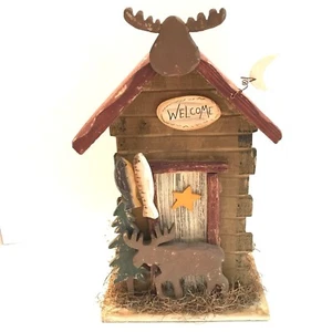 Rustic Country Wood House Moose Fish Tabletop Decor Cottage Cabin Look - Picture 1 of 10