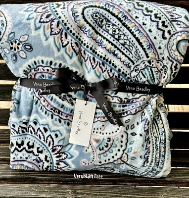 Vera Bradley уютный плюшевый плед мягкий небо PAISLEY Baby синий новый с Ярлыками запечатанный новый - Изображение 1 из 4