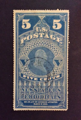 BroadviewStamps USA #PR4 newspaper stamp.  Used.  High value.  F-VF. CV$2,400 - Image 1 of 2