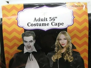Halloween Vampire Cape w Stand Up Collar Costume Magician Black 56" Adult size - Picture 1 of 3