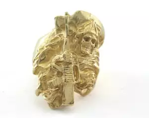 Anello regolabile teschio ottone grezzo (misura interna 19 mm 9 USA) 3351 - Foto 1 di 3