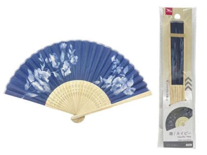 Folding fan Camellia Navy Beautiful Traditional Culture - Picture 1 of 1