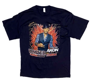 2011 Usher OMG Tour & Akon Double Sided Concert Tour Rap Tee T-Shirt Men's L - Picture 1 of 7