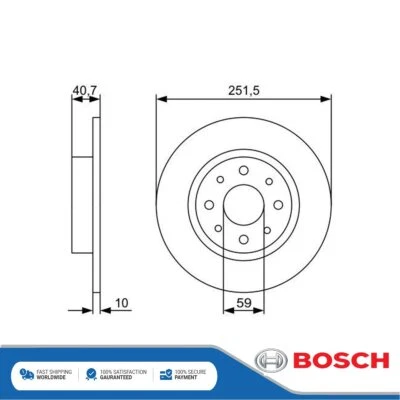 Fits Alfa Romeo MiTo 2008-2018 + Other Models 2x Brake Disc Rear Bosch — 第 1/4 张图片