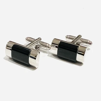 Rectangular Black Stone Daily Wear Cufflinks Men Birthday Gift With Box - Image 1 of 4