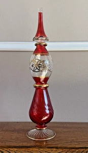 Topper per albero di Natale in vetro egiziano inciso oro rosso lucido (?) Decorazione mensola - Foto 1 di 17