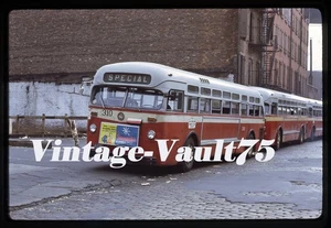 ORIGINAL SLIDE BUS MACK 310 AVE B & EAST BROADWAY TRANSIT NY NYC KODACHROME 1971 - Picture 1 of 1
