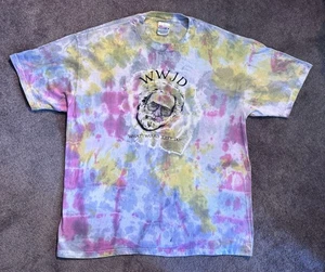 VTG Grateful Dead Jerry Garcia T-shirt Sz XL Tie Dye Parking Lot Tee WWJD 90s - Picture 1 of 5