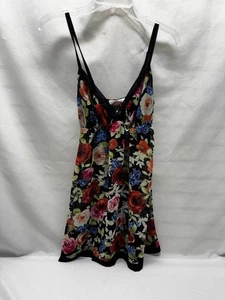 Oscar de la Renta Pink Label Nachthemd/Schlupfkleid geblümt mit schwarzem Besatz Gr. XS - Bild 1 von 5