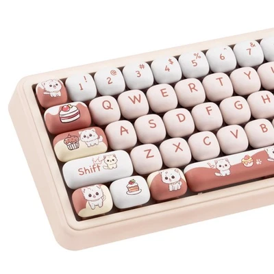 PBT Keycaps, MOG Profile Cute Cat Keycap 60 75 100 Percent, 140 Keys Brown Wh... - Image 1 of 4
