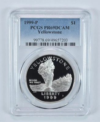 1999-P Yellowstone Commemorative Dollar PR69 DCAM PCGS Blue Label - Image 1 of 4
