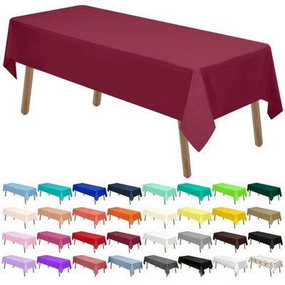 PEVA Burgundy Plastic 2 Pack Tablecloths - 54 x 108 inch Maroon Disposable Ta... - Image 1 of 4