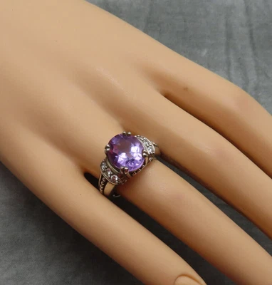 Anillo de plata esterlina Judith Ripka cóctel talla 7 piedra preciosa amatista púrpura 115f Foto 1 de 4