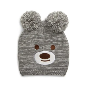 Tucker + Tate Toddler Gray Bear Beanie Double Pom Pom Size 2-4 Y - Picture 1 of 3
