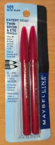 MAYBELLINE 101 VELVET BLACK EXPERT WEAR TWIN BROW & EYE PENCILS 2-PACK - Picture 1 of 3