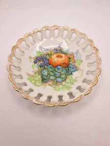 Vintage Netz Porzellan Schmuck Schale Obst Motiv - Bild 1 von 2