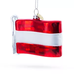 Waving Flag of Austria Blown Glass Christmas Ornament - Picture 1 of 4