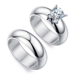 6 mm Acero Titanio Boda Circonio Banda Circonicular Hombre Mujer Pareja Oro/Plata Anillo Talla 5-13 - Imagen 1 de 10