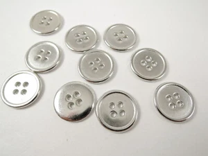 10 x 18mm Silver Metal 4 Holes Sewing Buttons 6/8 Inch - Picture 1 of 6