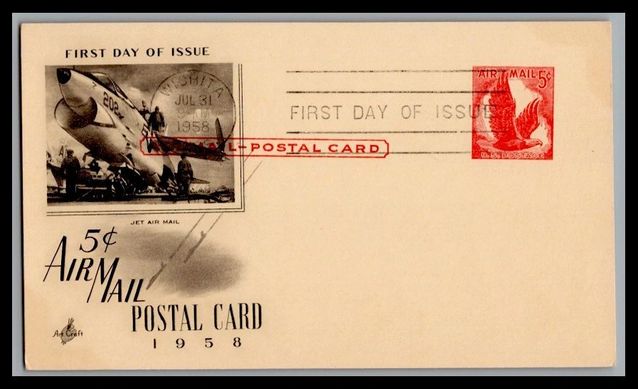 US FDC # UXC2 5c Red Eagle  ArtCraft  1958, 9p1255 - Image 1 of 1