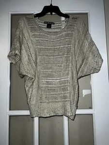 United States Sweater cream knit sweater tunic wide sleeve top acrylic blend Med - Picture 1 of 3