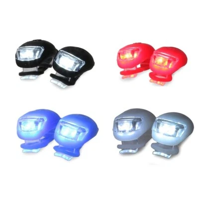 2 LED lighting lamps with mountain bike attachment bracket front + rear light - Image 1 of 4