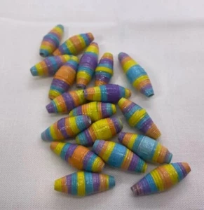 Handmade Paper Beads For Jewelry & Crafts Easter Spring Colors, Paper Crafts - Picture 1 of 3