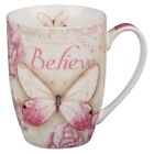 Believe Butterfly Mug – Botanic Pink Butterfly Coffee Mug with Mark 9:23, Bible