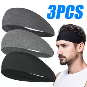 3Pcs Stretch Sports Headband Stretch Yoga Gym Men Women Hair Band Wrap Sweatband - Picture 1 of 11