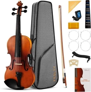 Fesley Violin Fiddle Beginner Set: 3/4 Matt Violin Kit for Student, Acoustic - Picture 1 of 2