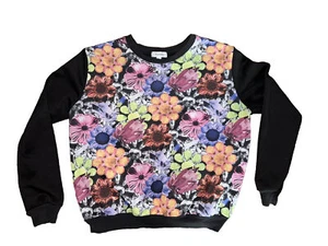 Olsenboye Women’s Black Colorful Flowers Gems Sweatshirt M Long Sleeve - Picture 1 of 10