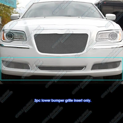 Fits 2011-2014 Chrysler 300/300C Bumper Stainless Steel Mesh Grille Grill Combo - Image 1 of 3