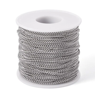 164 Feet Stainless Steel Curb Chains Twist Link Soldered 3x2mm DIY Necklace - Image 1 of 4
