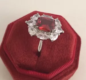 Vintage Jewellery Gold Ring with Ruby and White Sapphires Antique Deco Jewelry - Picture 1 of 8