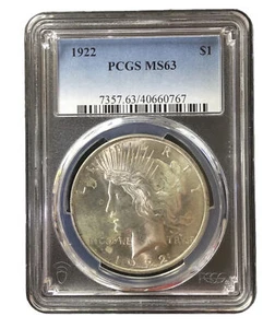 1922 peace dollar PCGS MS63 #67 - Picture 1 of 2