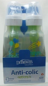 Dr Brown's Natural Flow Anti-Colic Options+ Narrow Baby Bottles 8 oz 4-pack NEW - Picture 1 of 2