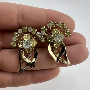 Vintage Signed Sarah Coventry 1961 Monte Carlo Rhinestone Clip Earrings - Picture 1 of 3