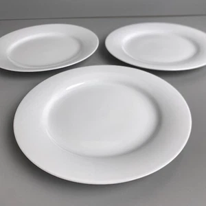 Set of 3 CRATE & BARREL White Rimmed Salad Plates 8.25" Round Made In Sri Lanka - Picture 1 of 17