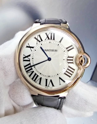 CARTIER Ballon Bleu 46mm XL 18k White Gold Auto Men's Leather Watch W6920055 - - Image 1 of 4