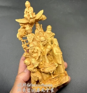 Zypressenholz chinesische Volks acht Unsterbliche überqueren das Meer Statue Mythos Figur - Bild 1 von 5