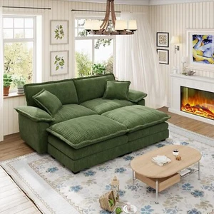 Deep Seat Sectional Cloud Sofa with 2 Ottomans & Pillows Loveseat Modular Couch - Picture 1 of 9