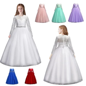 Teen Girls Bridesmaid Dresses Round Neck A-line Flowy Maxi Dress for 5-12 Year - Picture 1 of 59
