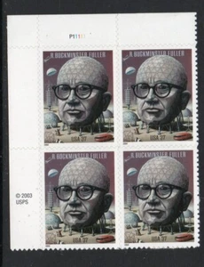 ALLY'S STAMPS US Plate Block Scott #3870 37c Buckminster Fuller [4] MNH [STK] - Picture 1 of 1
