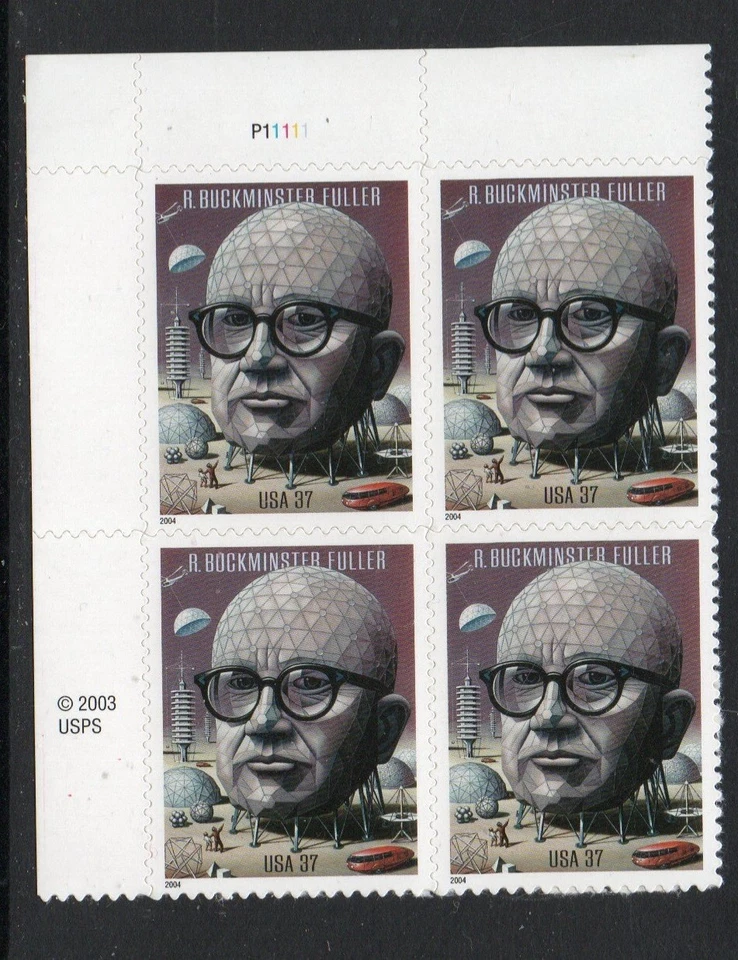 ALLY'S STAMPS US Plate Block Scott #3870 37c Buckminster Fuller [4] MNH [STK] - Image 1 of 1