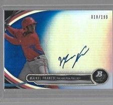 2013 Bowman Platinum Prospect Autographs Blue Refractors Maikel Franco Auto /199