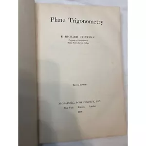 Plane Trigonometry W/ Tables Second Edition - Imagen 1 de 5