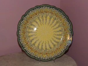 Polish Pottery Large Scalloped Platter! UNIKAT Signature Exclusive Miss Daisy! - Picture 1 of 2