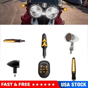 2X Universal Mini Motorcycle LED Turn Signals Blinker Light Indicator Amber Lamp - Picture 1 of 44