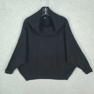Lafayette 148 New York 100% Cashmere Sweater Womens Small Cowl Oversized Black  - Picture 1 of 13