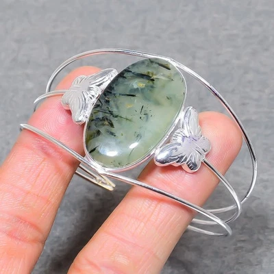 Prehnit ovale Form Edelstein Handarbeit Modeschmuck verstellbar Armreif SR 324 - Bild 1 von 4